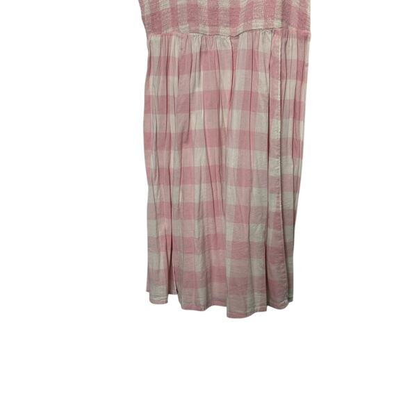 Old Navy Pink & White Plaid Flutter Sleeve Smocked Dress Sz Small - Picture 7 of 8